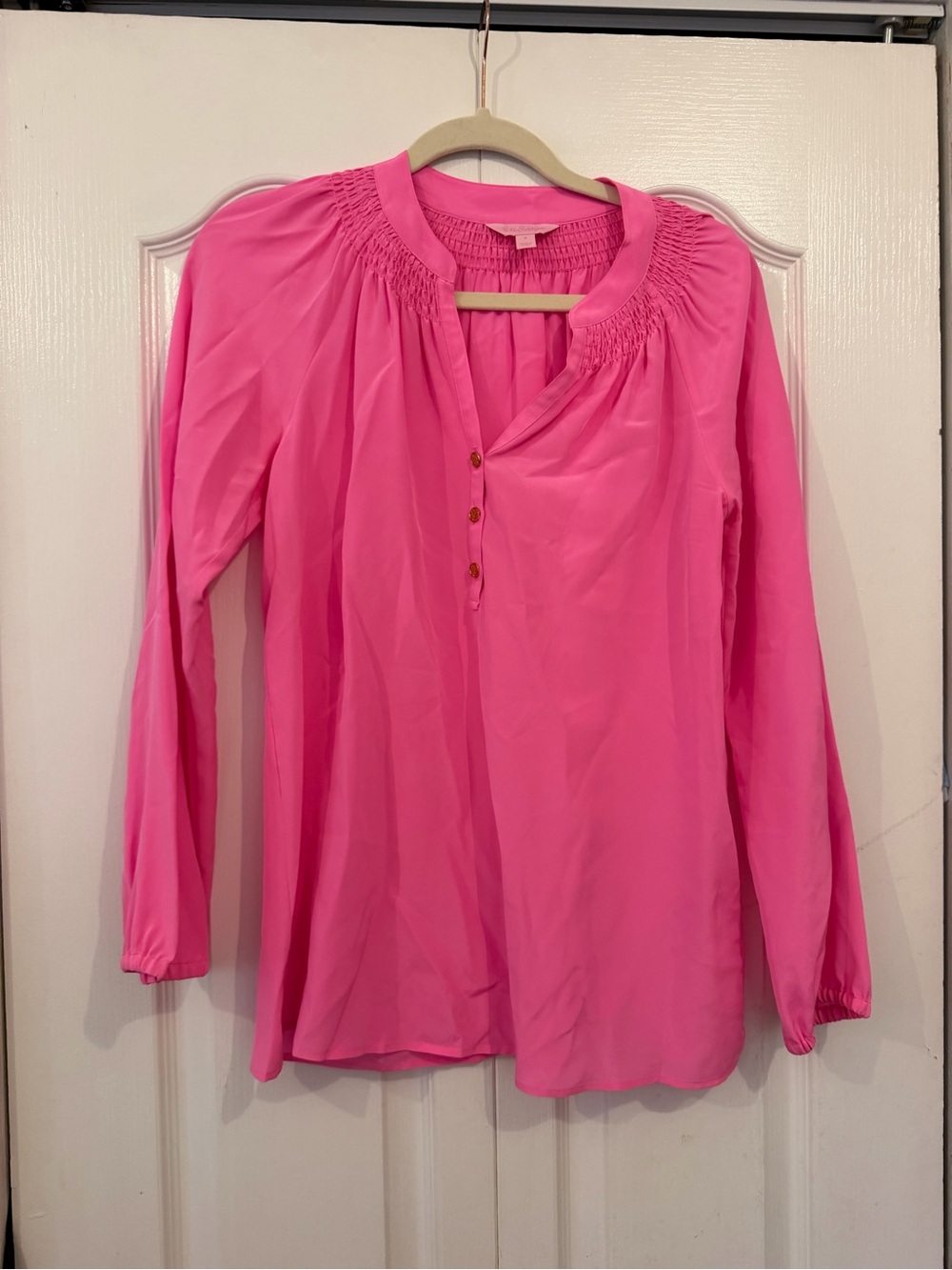 Lilly Pulitzer Elsa Silk Top Pink SIZE S Silk Blouse Lightweight